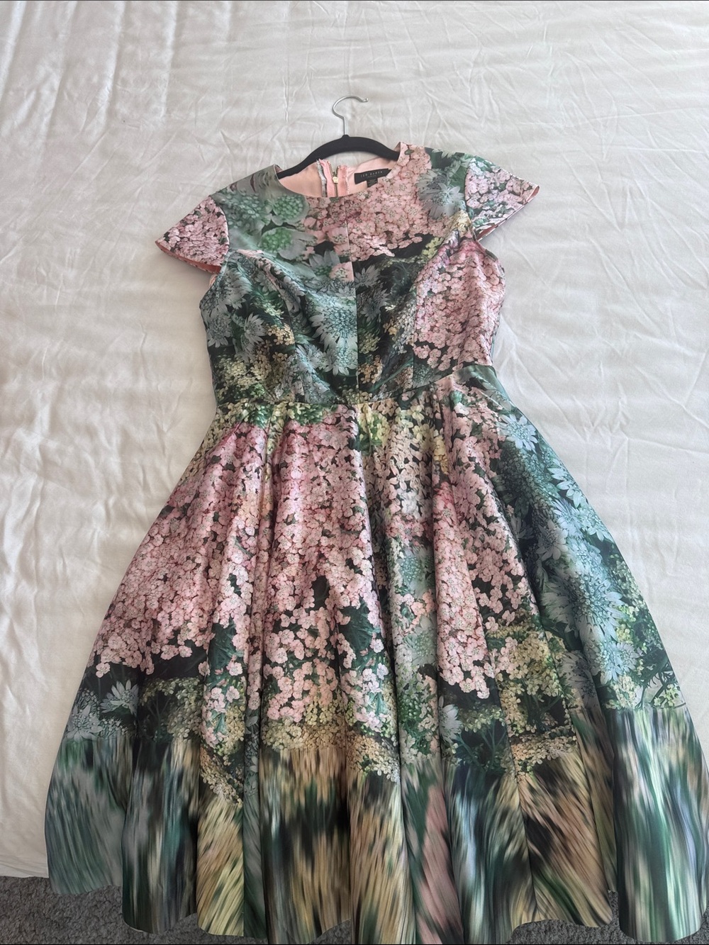Ted Baker Pink & Green Floral Fit-and-Flare Dress - Picture 4 of 6